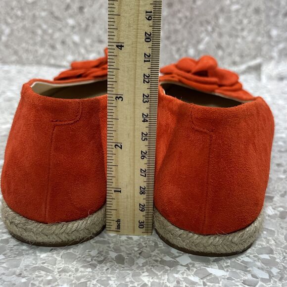 Gaimo Spain Red Suede Flats Women’s 6.5 Espadrille Slip On Flower Detail NWOB - Picture 5 of 12
